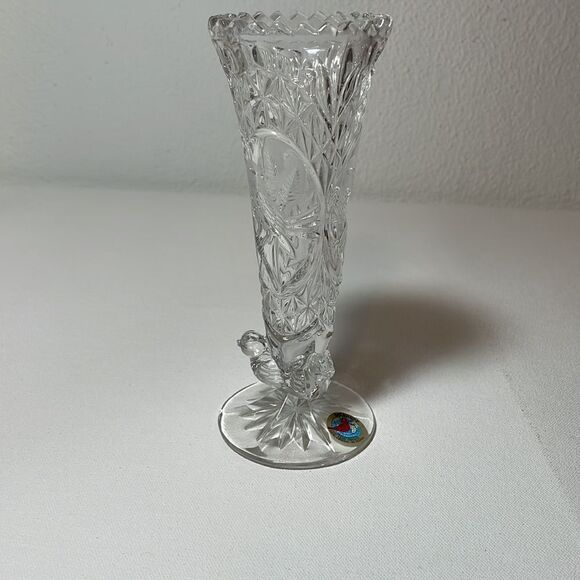 Hofbauer birds crystal vase 7” - Picture 2 of 6